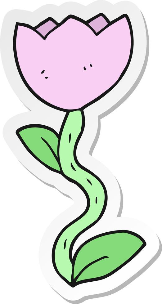 sticker of a cartoon flower vector