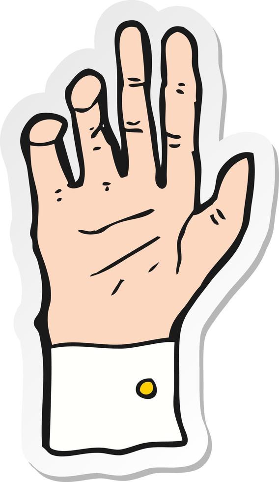 sticker of a cartoon hand reaching vector