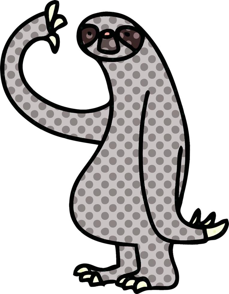 quirky comic book style cartoon sloth vector