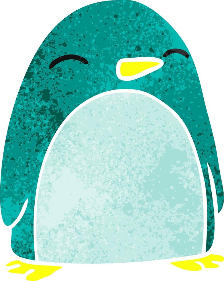 retro cartoon doodle of a cute penguin vector