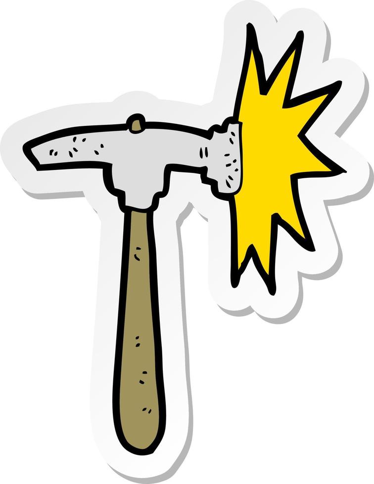 sticker of a cartoon hammer vector