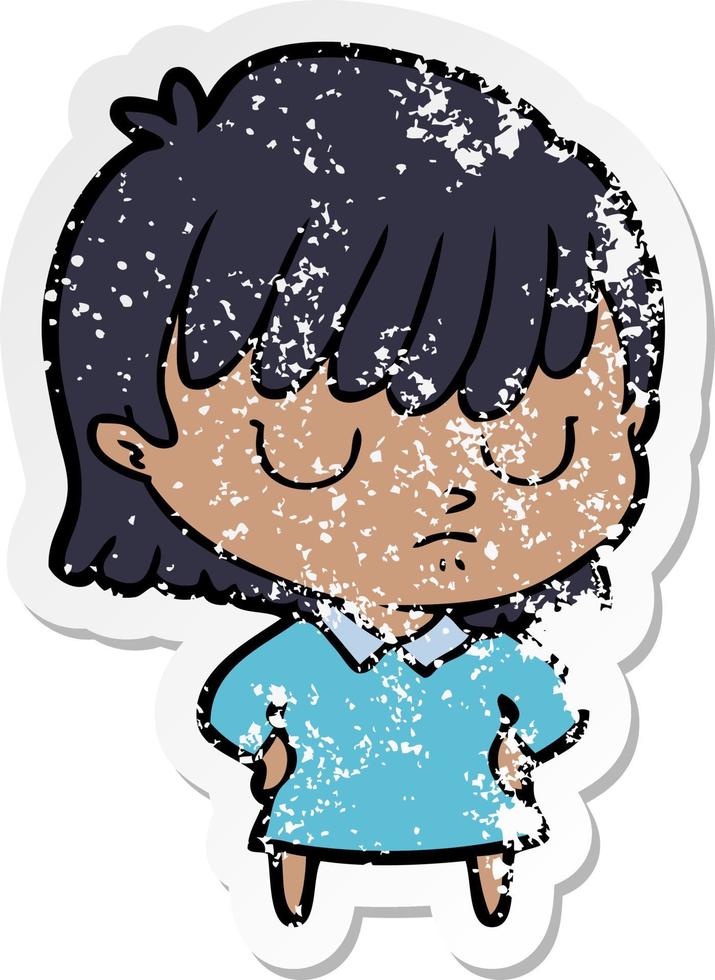 distressed sticker of a cartoon woman vector