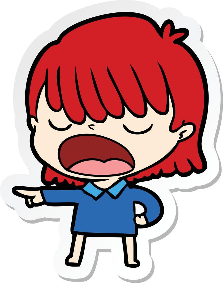 sticker of a cartoon woman talking loudly vector