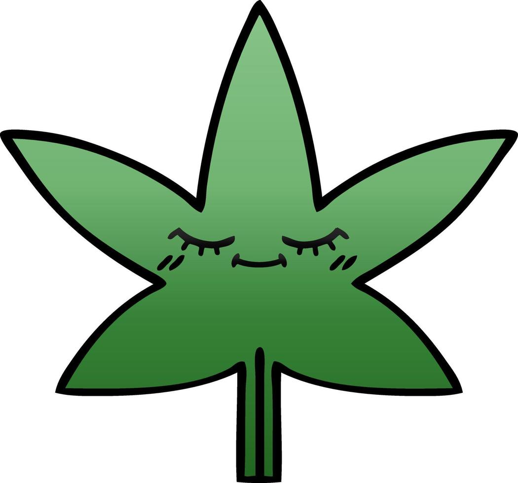 gradient shaded cartoon marijuana leaf vector