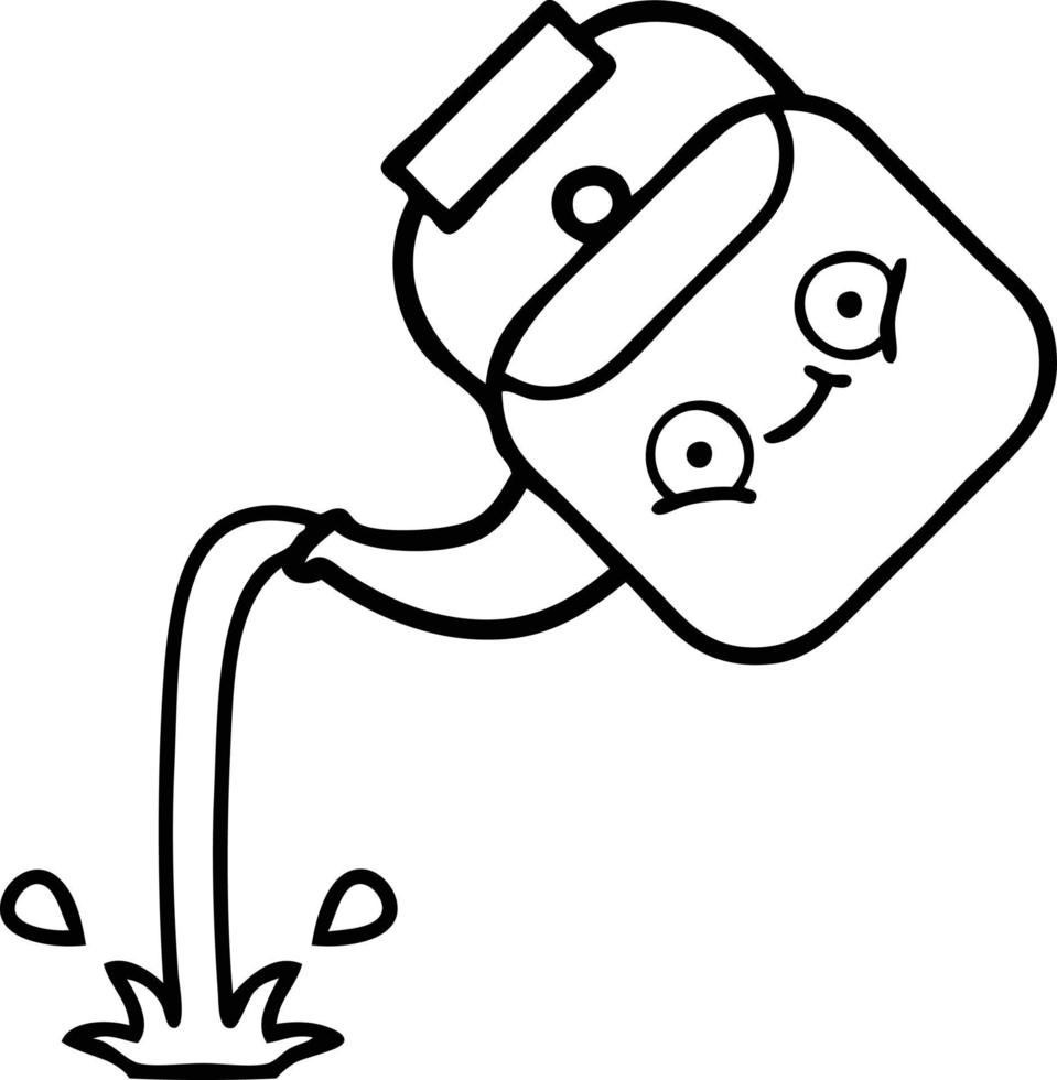line drawing cartoon pouring kettle vector
