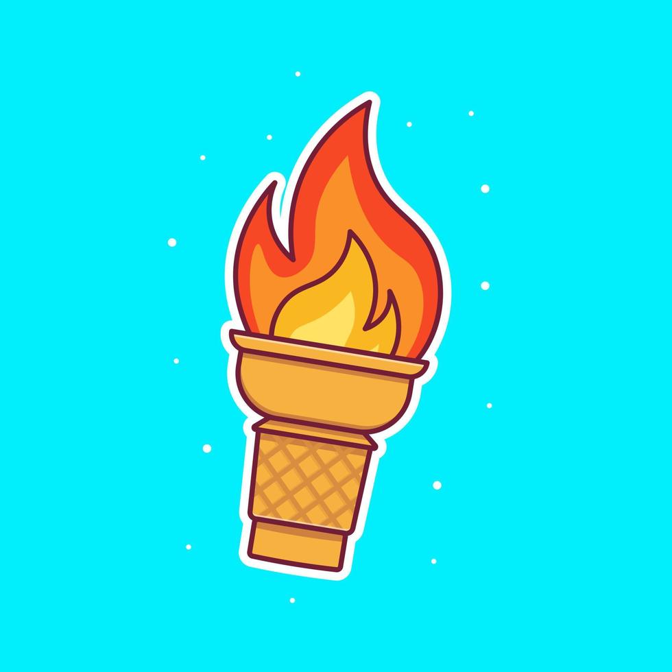 Ice cream fire cartoon concept vector icon isolated object