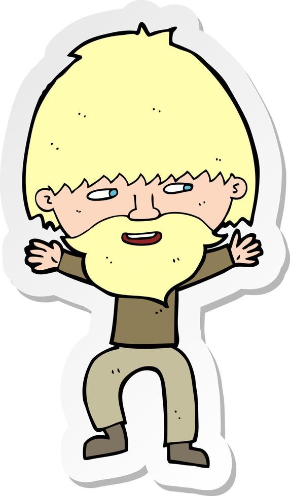 sticker of a cartoon happy man with beard vector