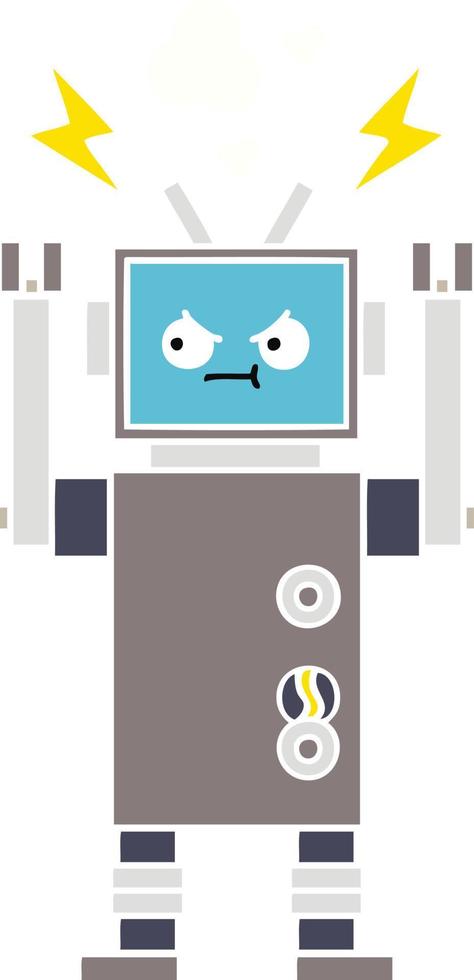 robot de dibujos animados retro de color plano vector