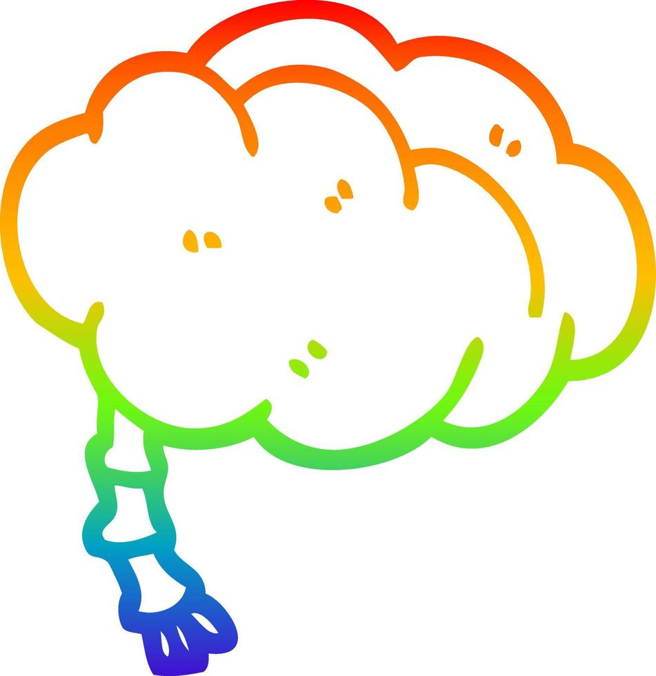 rainbow gradient line drawing cartoon brain vector