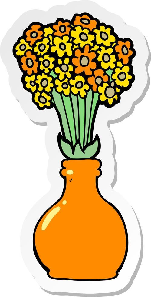 sticker of a cartoon old glass vase vector