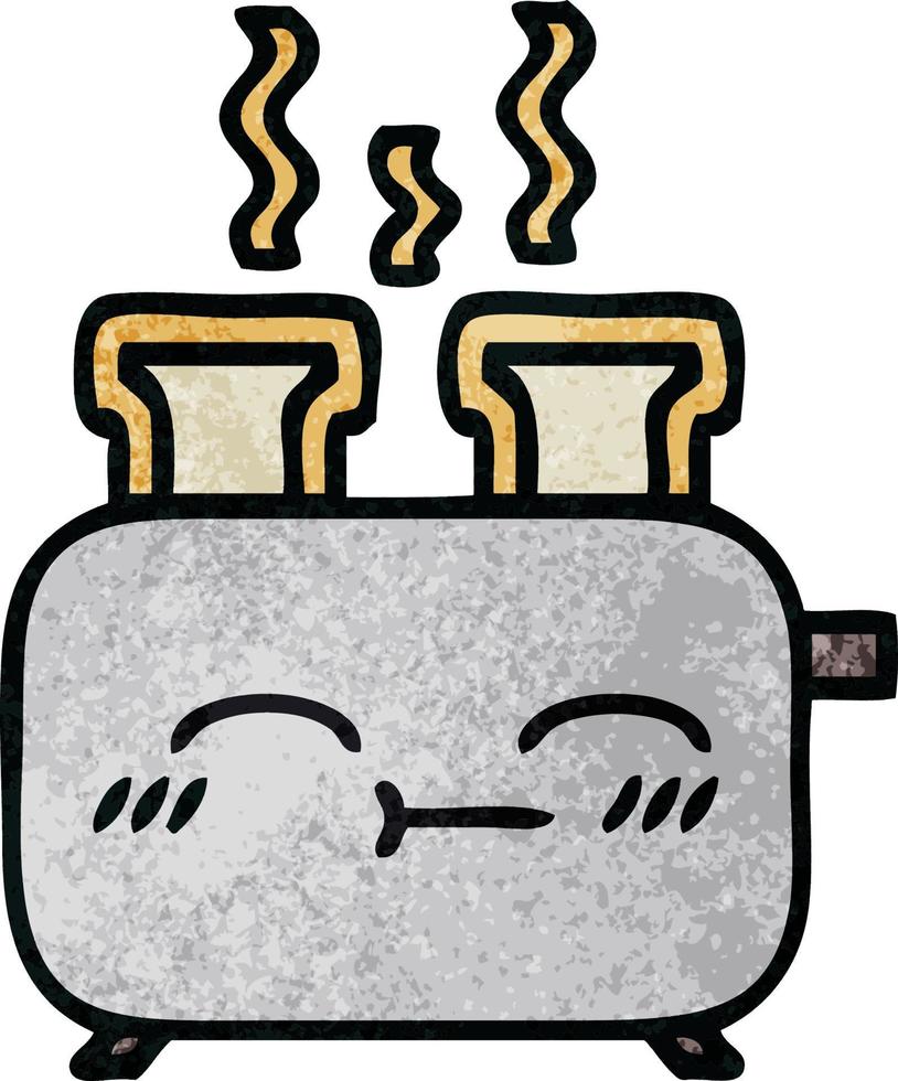 retro grunge texture cartoon of a toaster vector