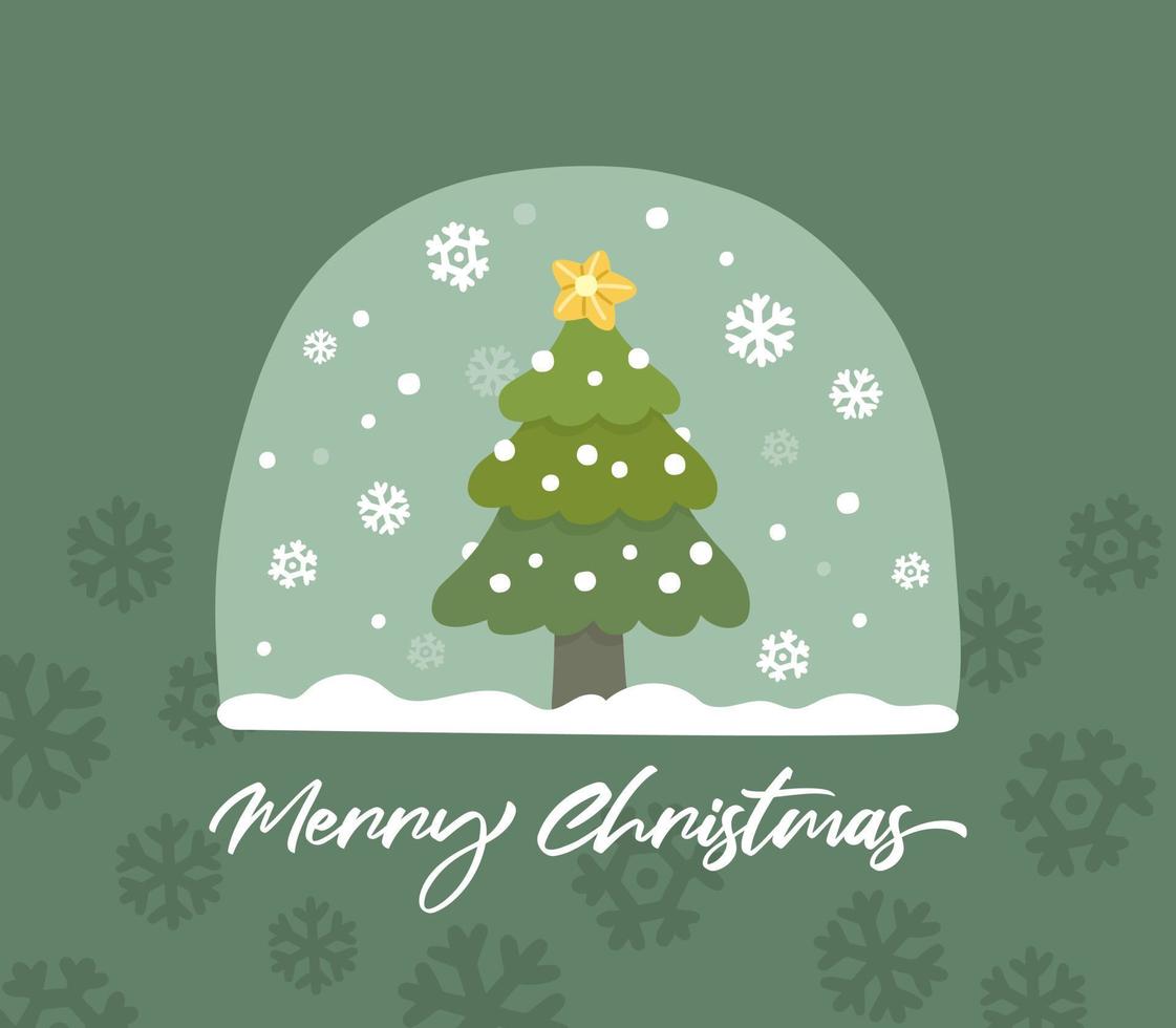 concepts vector christmas tree with snow and snowflake background