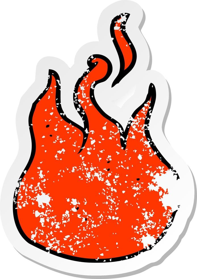 retro distressed sticker of a cartoon flame symbol vector