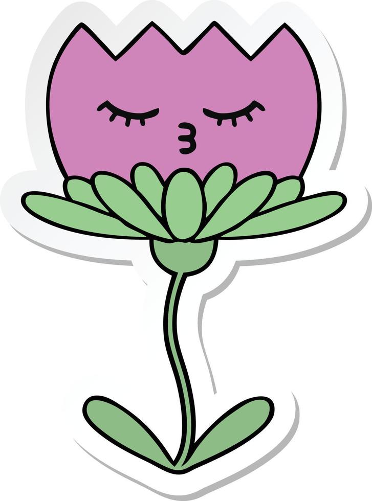 sticker of a cute cartoon flower vector