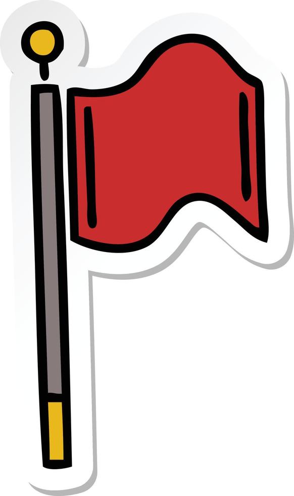 sticker of a cute cartoon red flag vector
