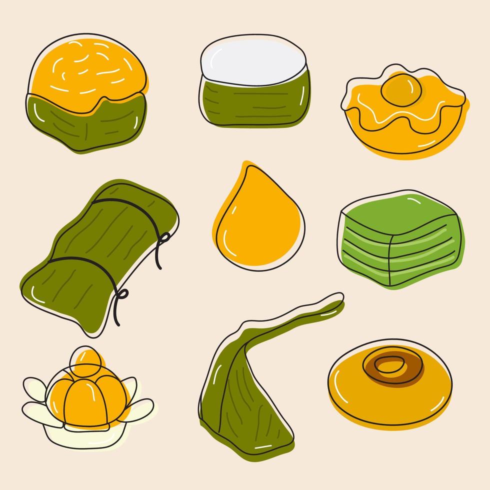Illustration, Collation, Hand-painted Thai dessert, Isolated background vector