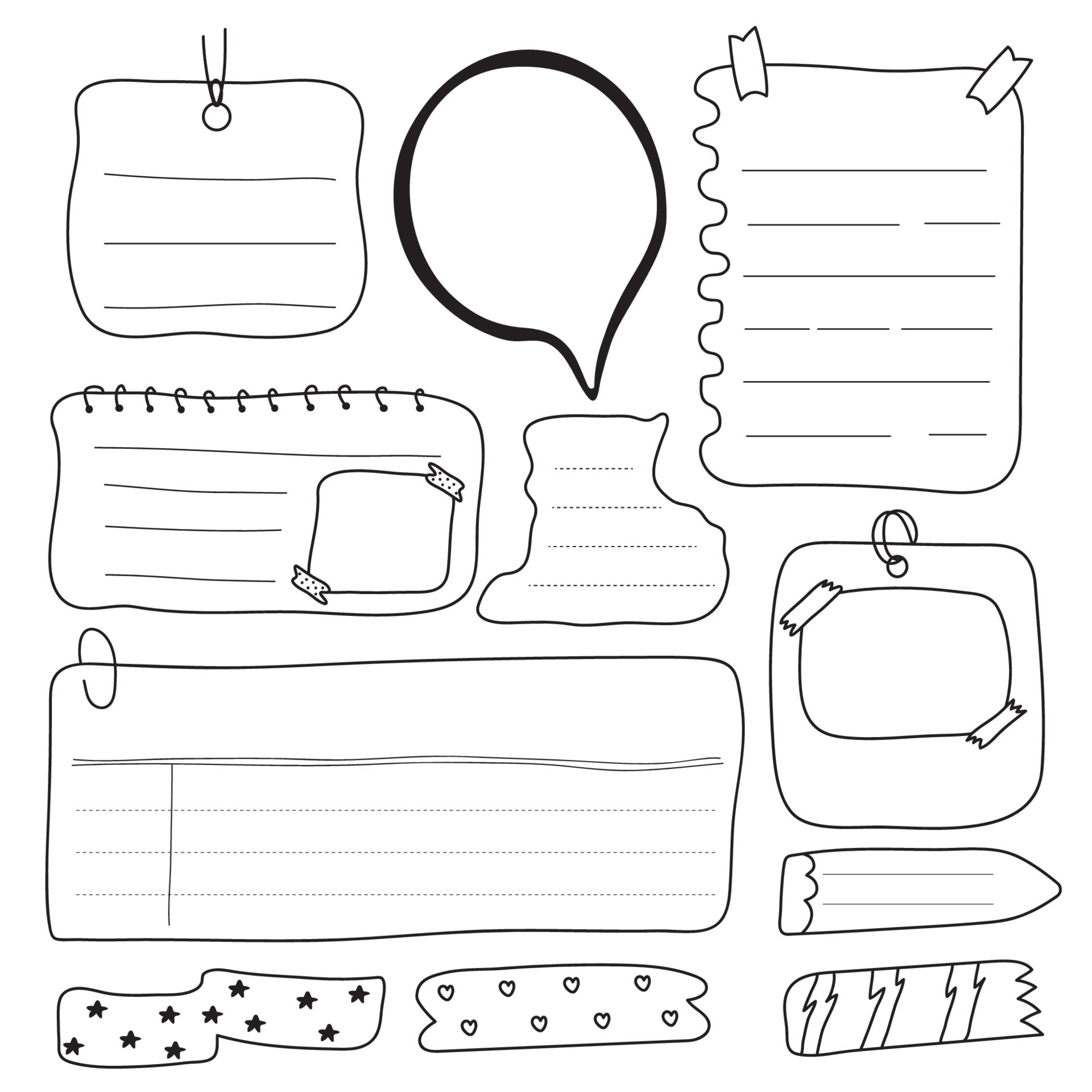 illustration vector Blank reminder paper notes, sticky note pad with tape, memo pad, memo