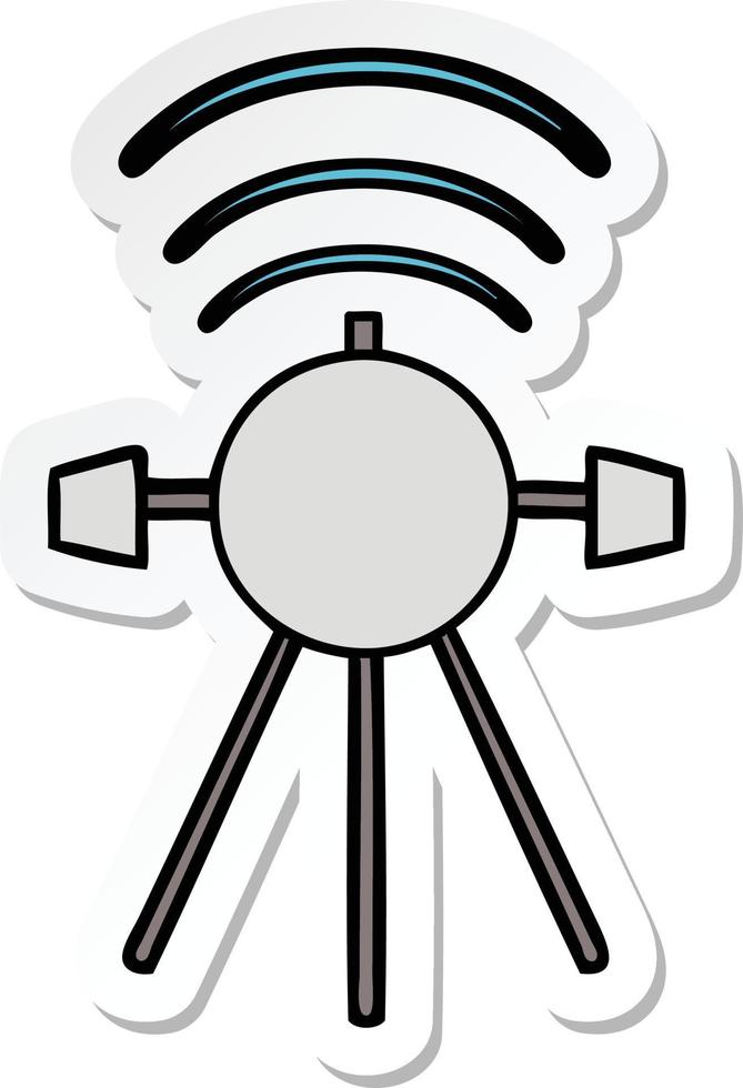 sticker of a cute cartoon satellite vector