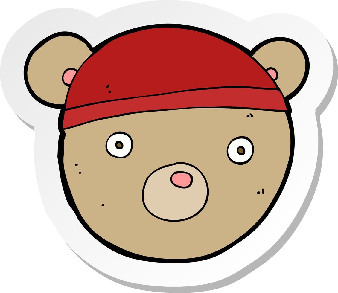 sticker of a cartoon teddy bear hat vector