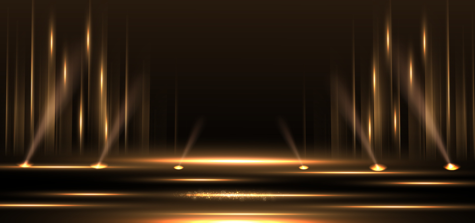 Elegant golden stage vertical glowing with lighting effect sparkle on