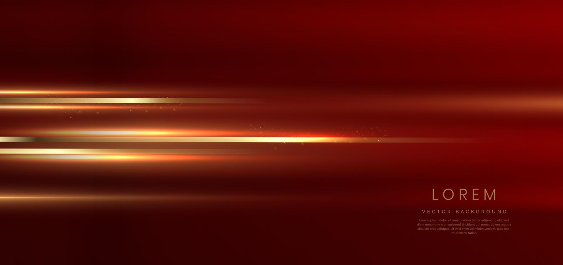 Abstract background luxury red elegant geometric horizontal with gold lighting effect and sparkling with copy space for text. Template premium award design. vector