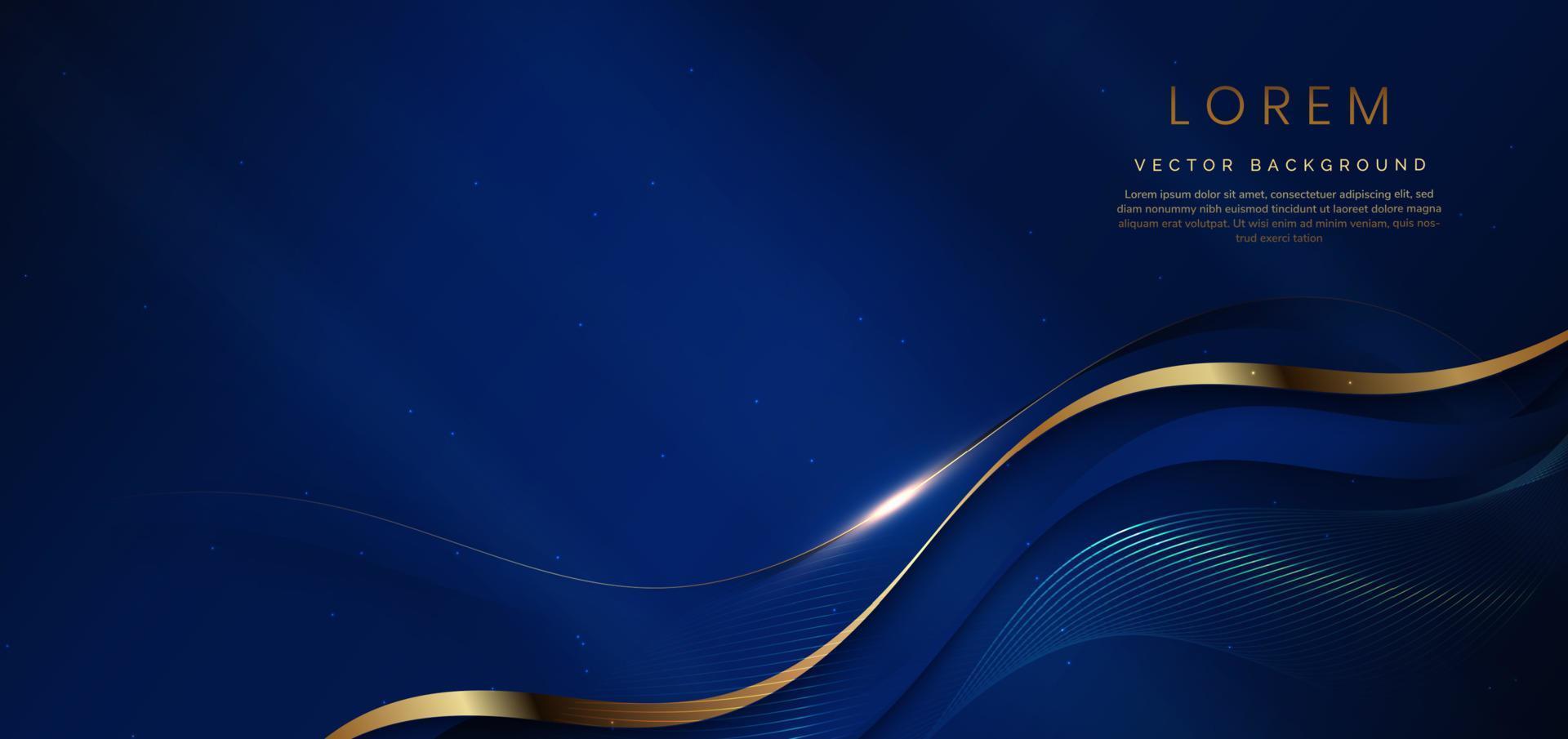 3D gold curved dark blue ribbon on dark blue background with lighting  effect and sparkle with copy space for text. Luxury design style. 11351212  Vector Art at Vecteezy