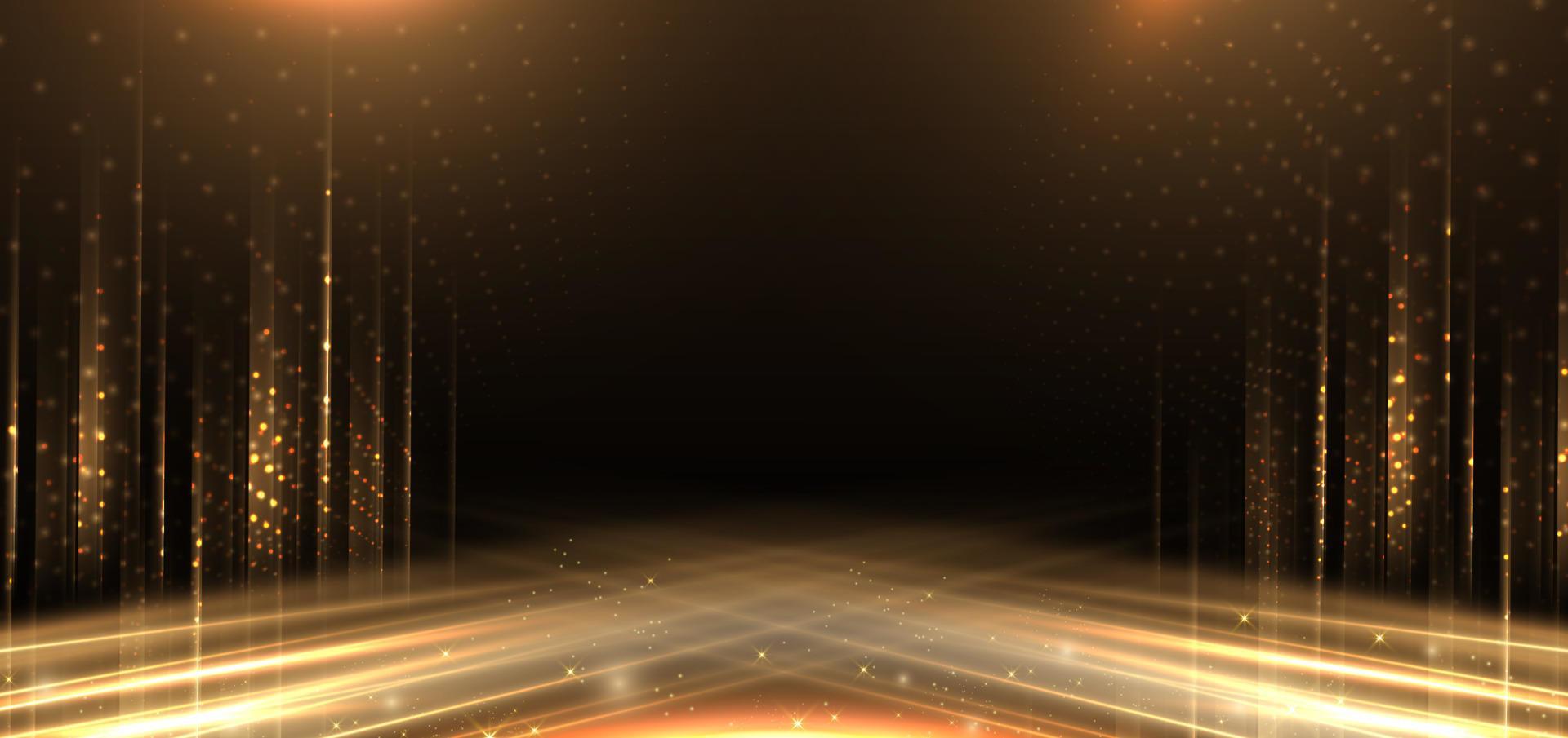 Elegant golden stage diagonal glowing with lighting effect sparkle on