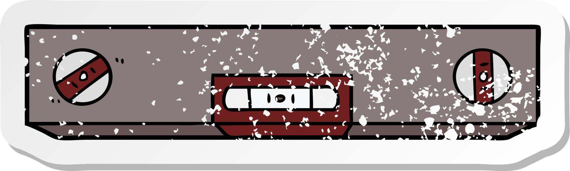 distressed sticker of a cartoon spirit level vector