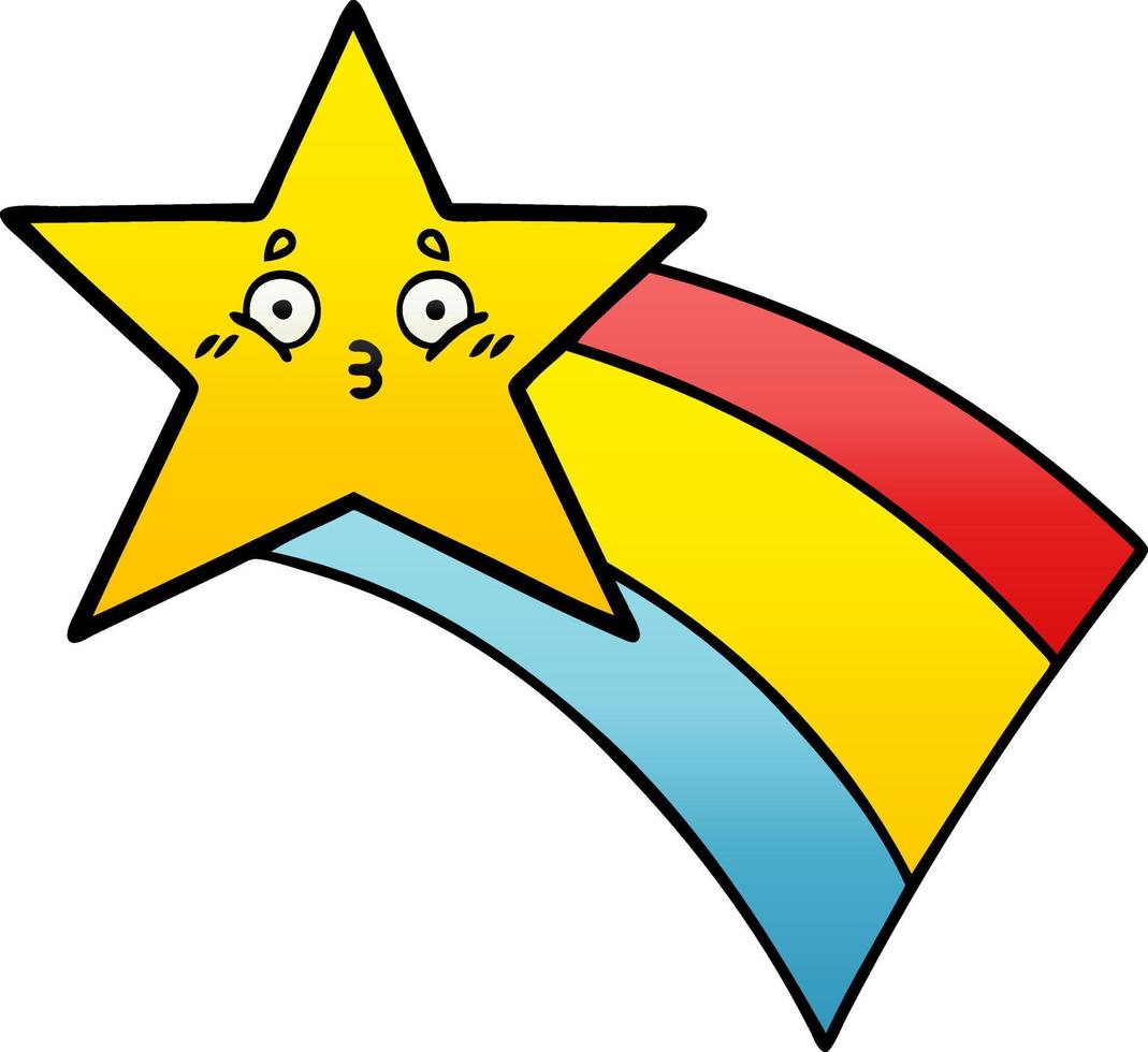 gradient shaded cartoon shooting rainbow star vector