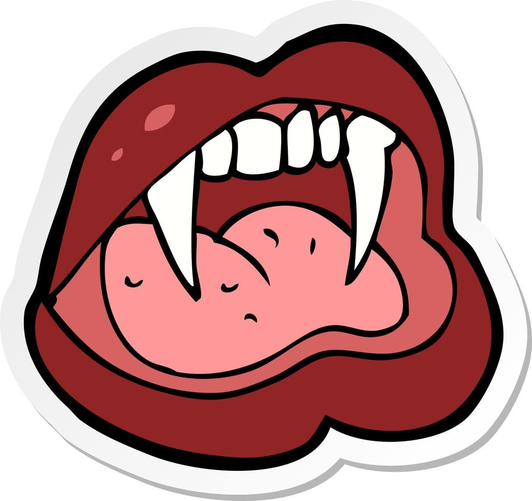 sticker of a cartoon vampire lips vector