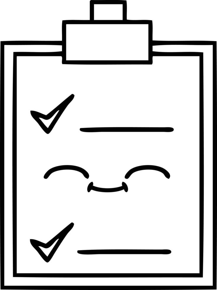 line drawing cartoon check list vector