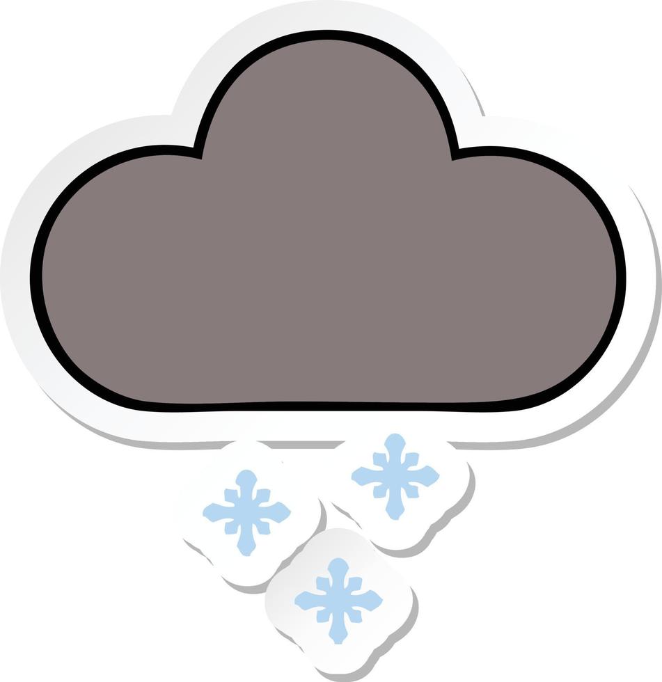 sticker of a cute cartoon storm snow cloud vector