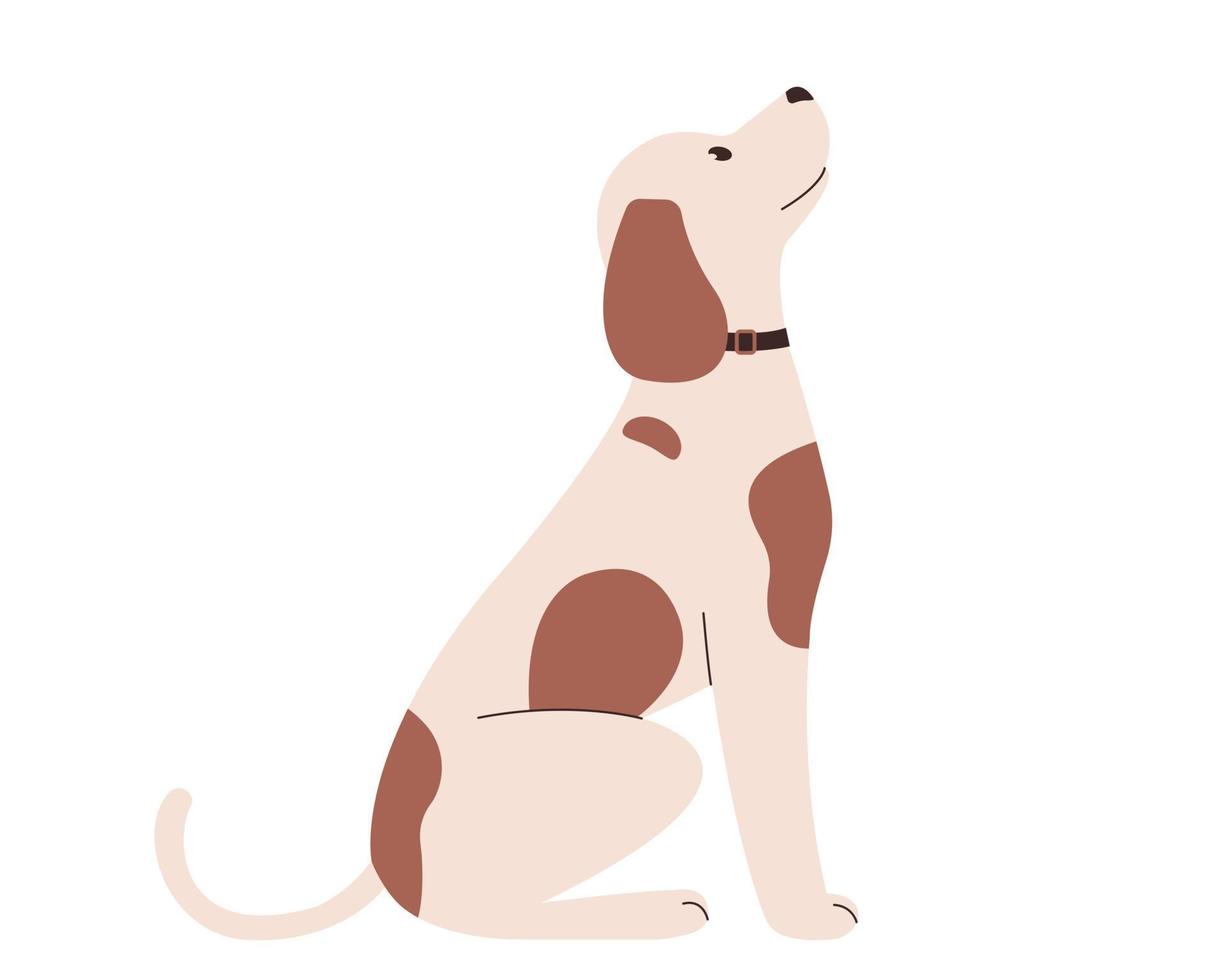 Cute spotted dog. White dog with red spots vector