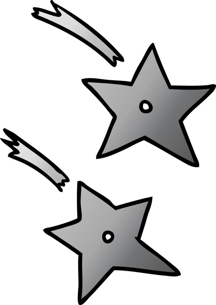 garabato de dibujos animados degradado de estrellas ninja arrojadizas vector