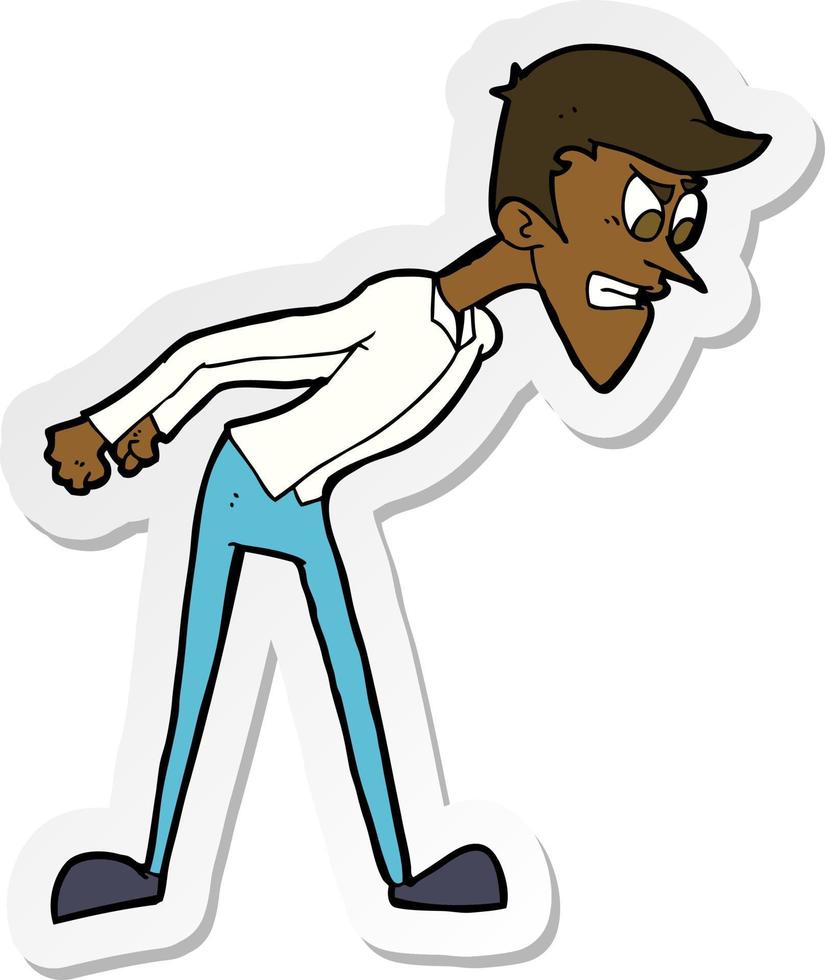 sticker of a cartoon angry man vector