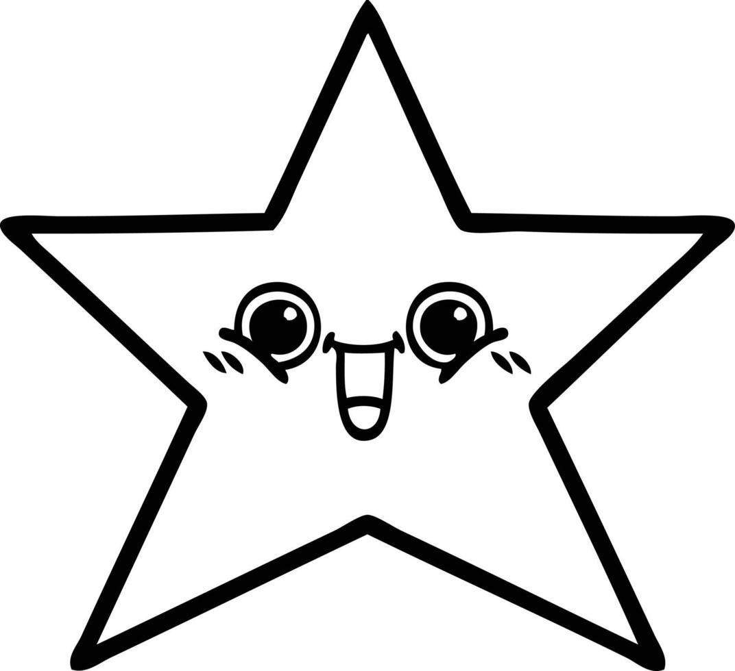 line drawing cartoon star fish vector