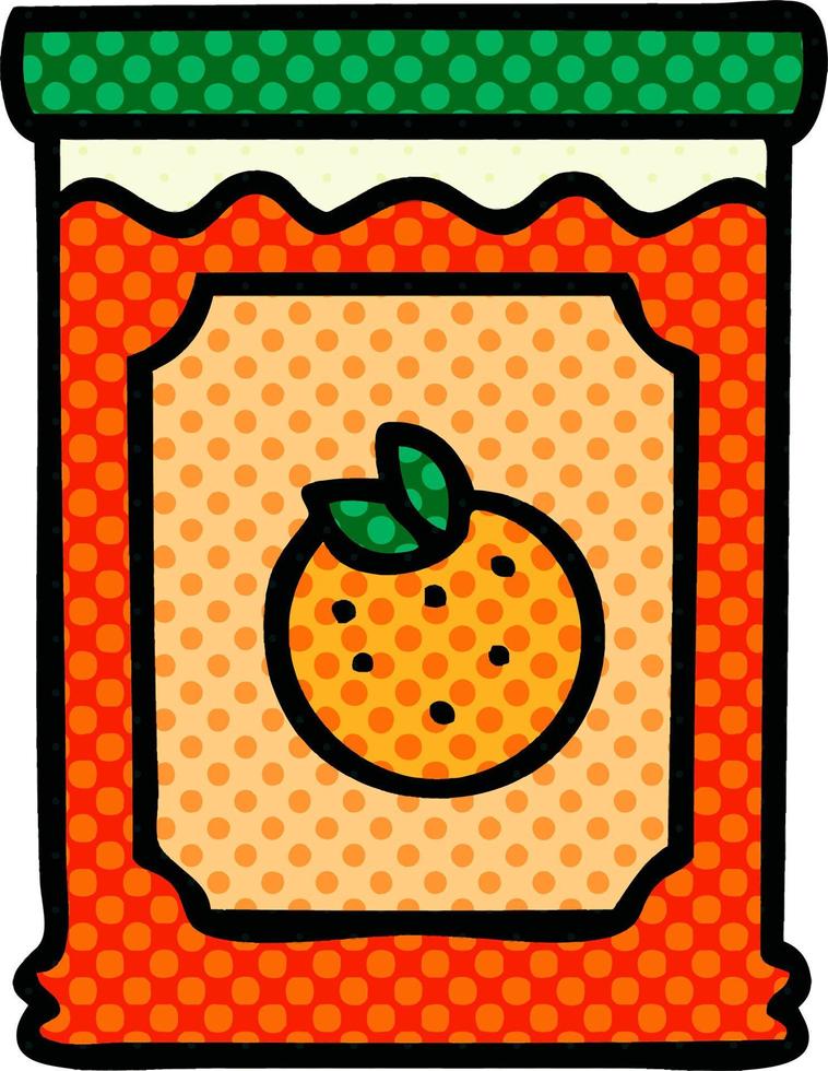 quirky comic book style cartoon jar of marmalade vector