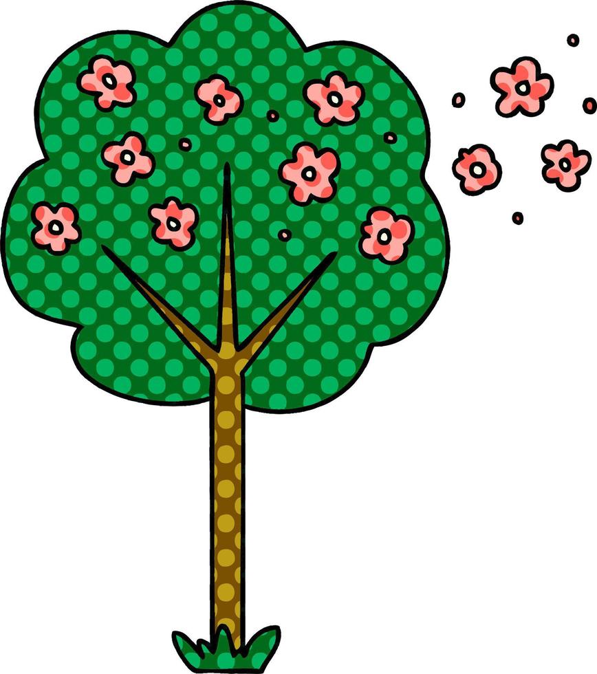 quirky comic book style cartoon tree vector