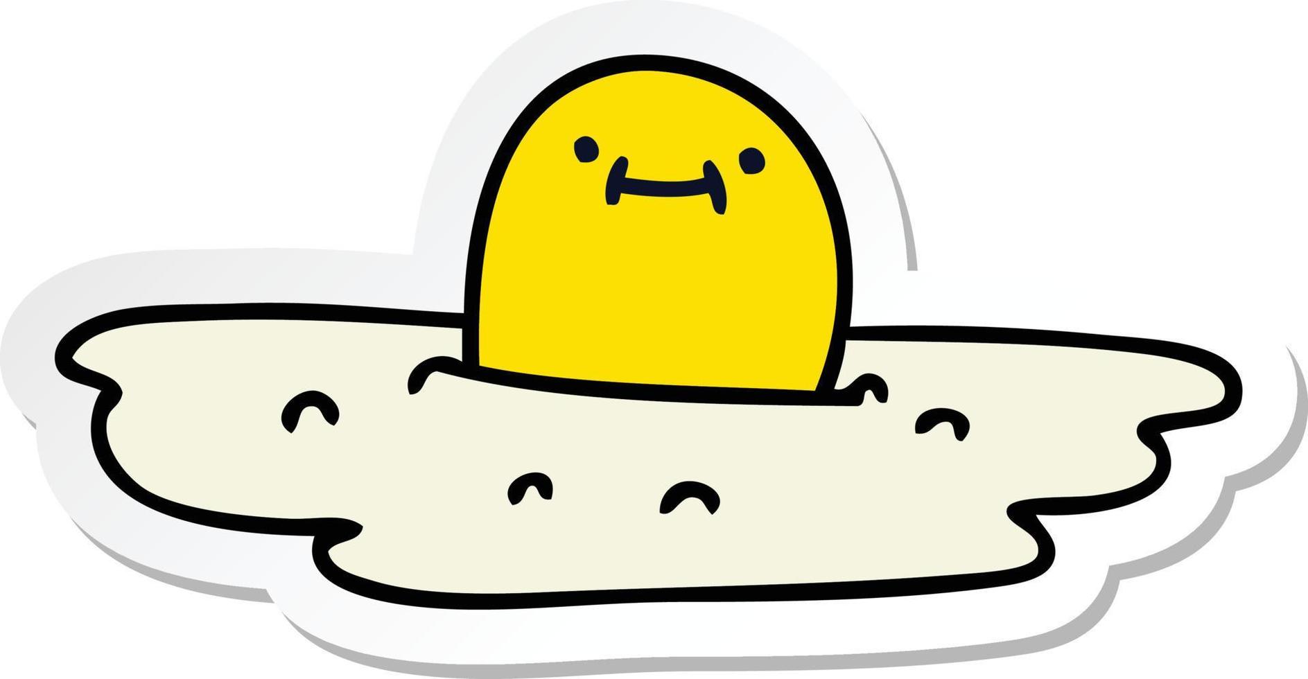 sticker of a quirky hand drawn cartoon fried egg vector