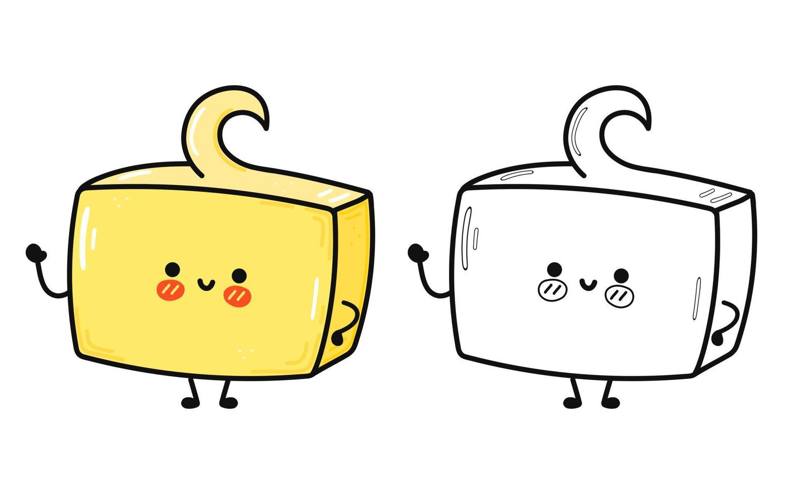 divertido lindo conjunto de personajes de mantequilla feliz. icono de  ilustración de personaje kawaii de dibujos