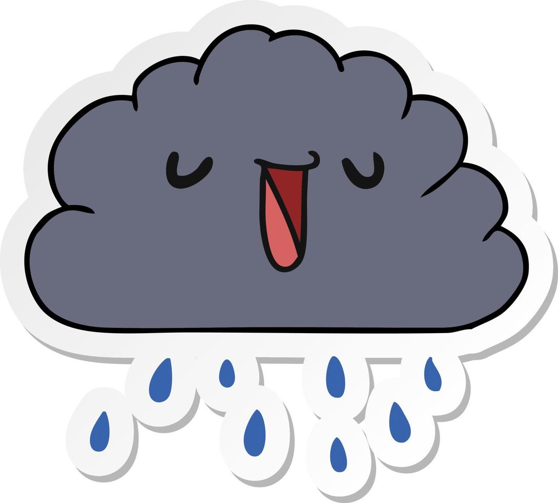 sticker cartoon kawaii weather rain cloud vector