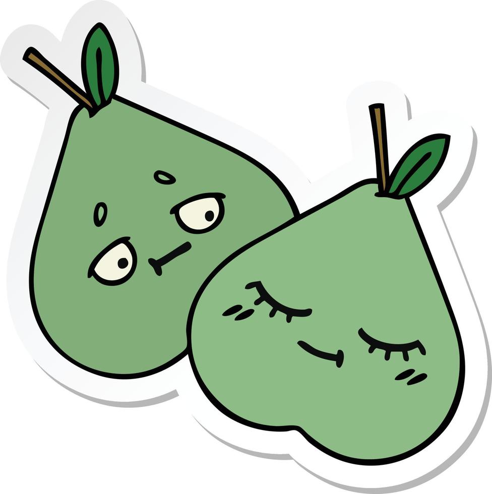 sticker of a cute cartoon green pear vector