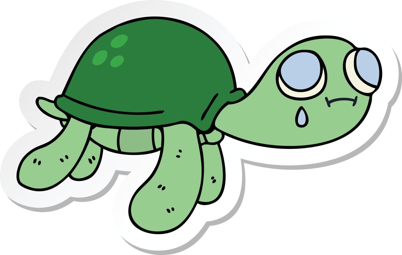 sticker of a quirky hand drawn cartoon turtle vector