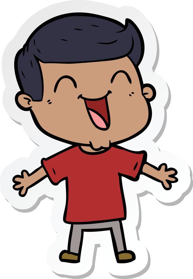 sticker of a cartoon happy man vector