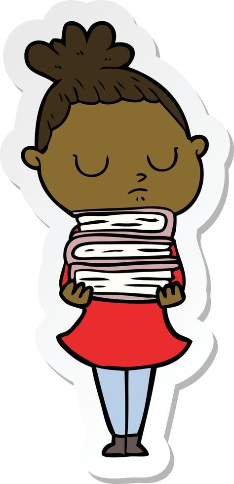 sticker of a cartoon calm woman vector