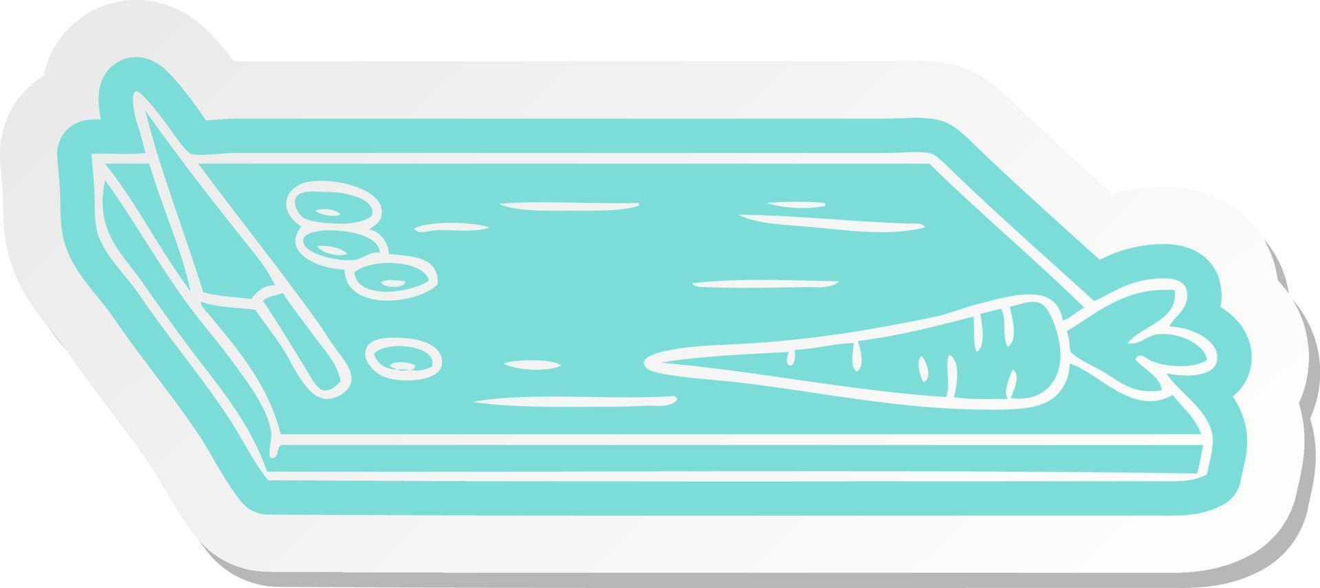 cartoon sticker of vegetable chopping board vector