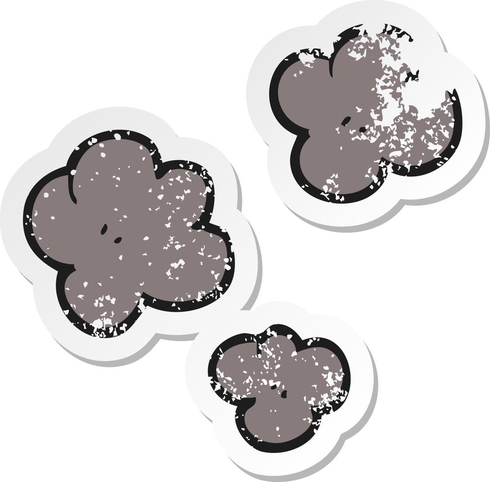 retro distressed sticker of a cartoon smoke cloud symbol vector