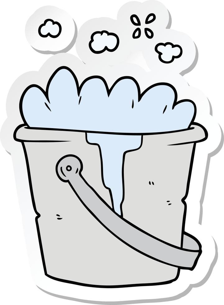 sticker of a cartoon bucket of soapy water vector