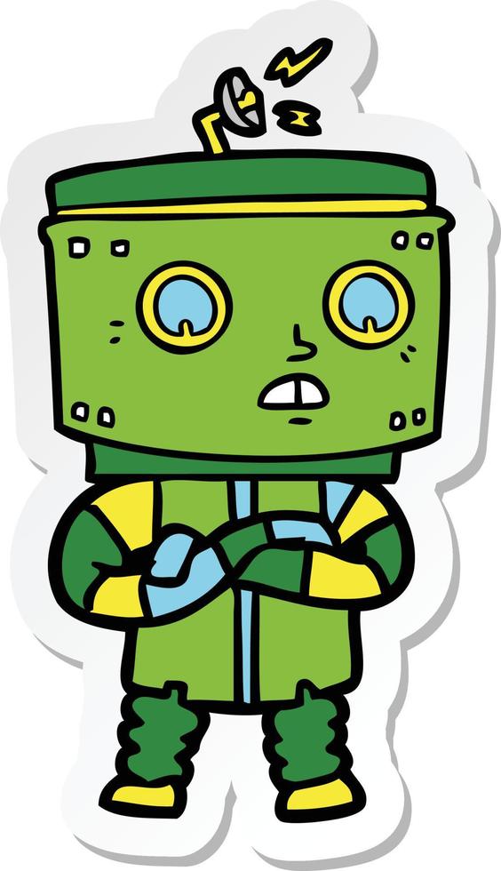 sticker of a cartoon robot vector