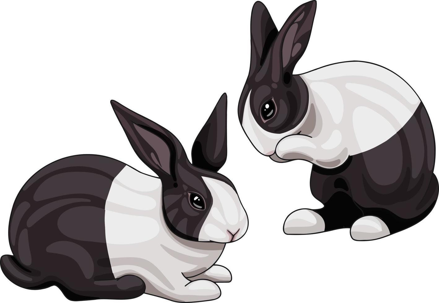 A set of cartoon drawn animals. Rabbit breed of Dutch vector